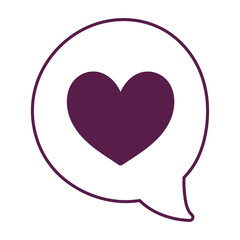 speech bubble love heart message isolated design line style