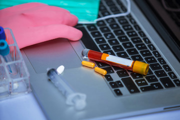 Facial mask with blood test tube
