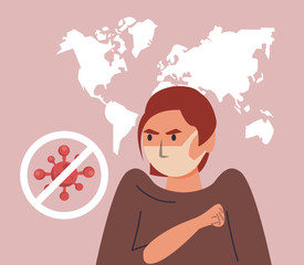 prevent the spread of covid19 campaign with woman using face mask