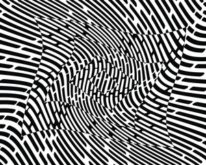  Abstract psychedelic stripes for digital wallpaper design. Line art pattern. Trendy texture. Monochrome design. Vector print template. Geometry curve lines pattern. Futuristic concept