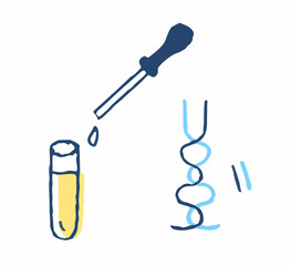 ウイルス検査イメージ　遺伝子と試験管