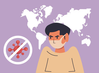 prevent the spread of covid19 campaign with man using face mask