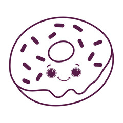 cute food donut sweet dessert kawaii cartoon isolated design line style