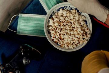 A couple staying together at home, isolated because of pandemic disease COVID-19