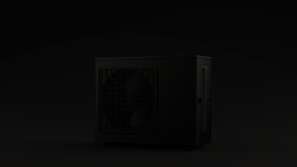 Black Industrial Office Air Conditioner Black Background 3d illustration 3d render