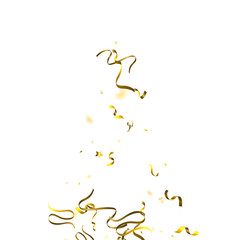 Fototapeta premium Holiday Serpentine. Gold Foil Streamers Ribbons.