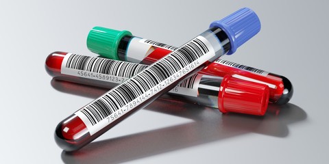 Blood test, test tubes - 3D illustration