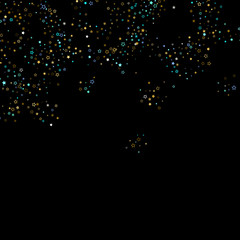 Gold, Blue stars, sprocket, shiny confetti. 