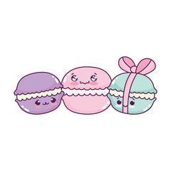 cute food adorable macaroons sweet dessert pastry cartoon isolated design