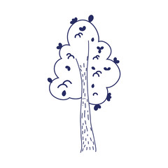 tree foliage leaves greenery cartoon isolated icon design line style