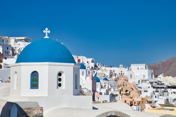 Naklejka premium Beautiful View of Oia on Santorini Island, Greece