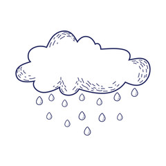 cloud rain drops weather cartoon isolated icon design line style