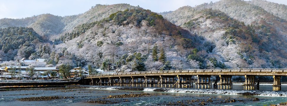 【パノラマ】冬の渡月橋