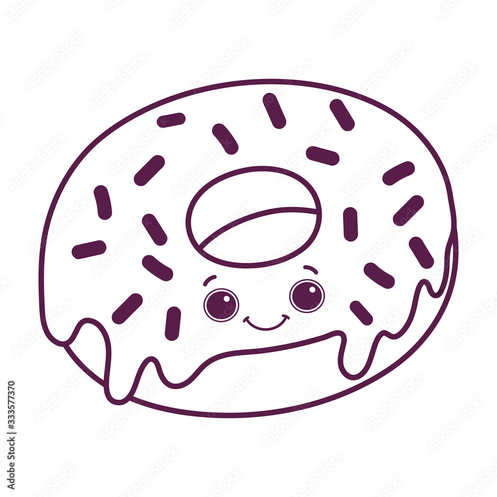 Canvas Prints cute food donut sweet dessert kawaii cartoon isolated design line style