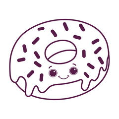 cute food donut sweet dessert kawaii cartoon isolated design line style
