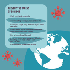 prevent the spread of covid19 campaign with planet and particles