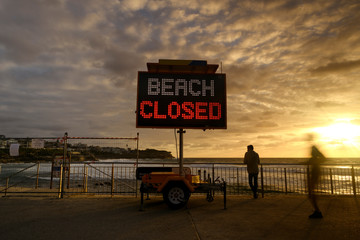Closed Bronte Beach at sunrise, Sydney Australia