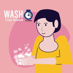 wash your hands campaign poster with woman