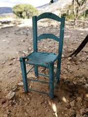 old wooden chair in garden