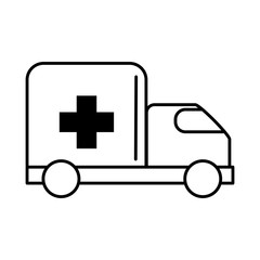 virus covid 19 pandemic emergency ambulance car line style icon
