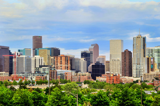 DENVER, USA - July, 4: Skyline of Denver on July 4, 2013  in Colorado, USA.  Denver is the most populous city in Colorado.