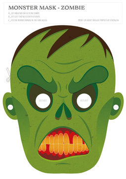 Zombie printable monster mask 