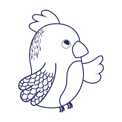 cute tropical bird parrot cartoon isolated icon design line style