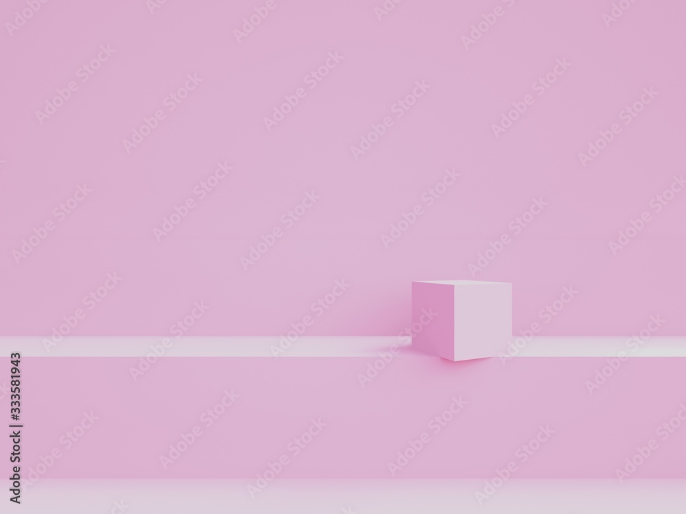 Wall mural 3d rendering of abstract stair in pink background