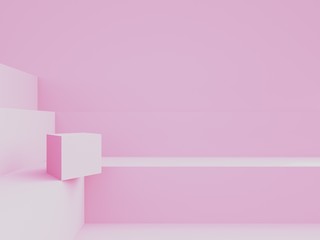 3d rendering of abstract stair in pink background