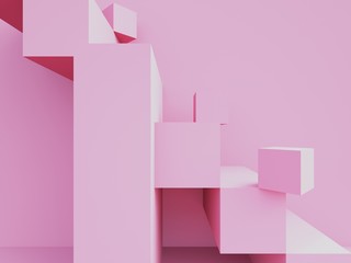 3d rendering of abstract stair in pink background