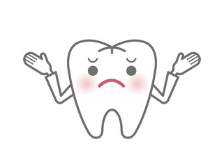 困った表情の白い歯のキャラクター