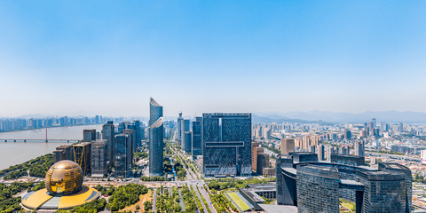 Sunny view of Qianjiang New Town, Hangzhou, Zhejiang, China