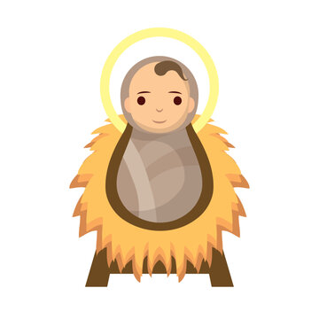 jesus baby in straw cradle manger character