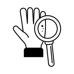 virus covid 19 pandemic infected hand magnifier researching line style icon