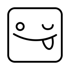 square emoji crazy face line style icon