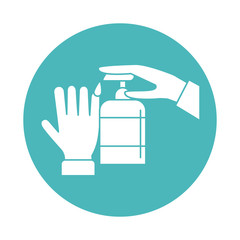 virus covid 19 pandemic hands with liquid soap block style icon