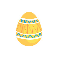 easter egg painted with lines and stripes flat style