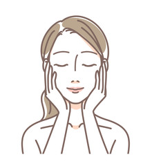 女性　顔　洗顔など