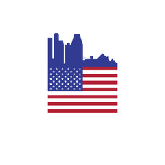 USA real estate company emblem idea. American flag colors