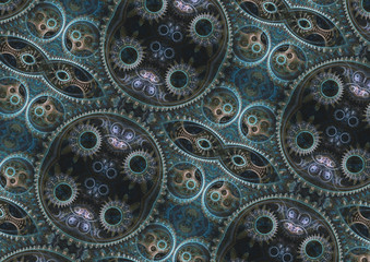 Abstract mechanical background, steampunk fractal tile
