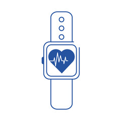 online doctor smart watch heartbeat health care blue line style icon