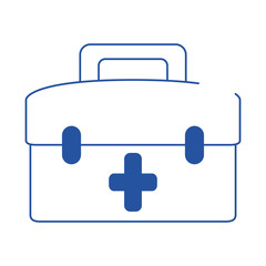 online doctor kit first aid medical equipment care blue line style icon