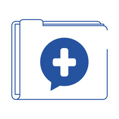 online doctor folder file medical information care blue line style icon