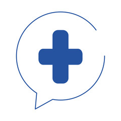 online doctor medical support care blue line style icon