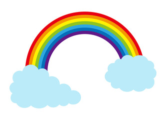 七色の虹と雲　ベクターイラスト