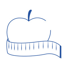 doctor healthy measuring tape fresh green apple blue line style icon