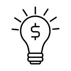 bulb with dollar symbol line style