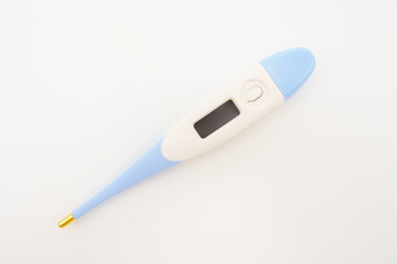 Electronic Thermometer medical on white background isolated. Thermometer to check body temperature. .Due to covid-19 virus, flu and coronavirus. Health care and surgical concept.