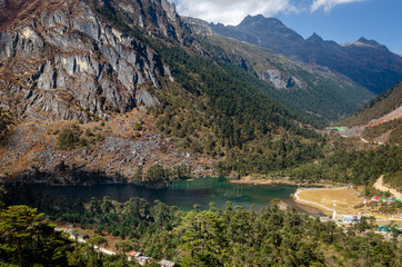 Fototapeta na wymiar Sangetsar lake in the mountains, Arunachal, India