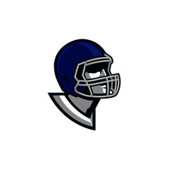 American Football Player Head and Neck (Blue Helmet)